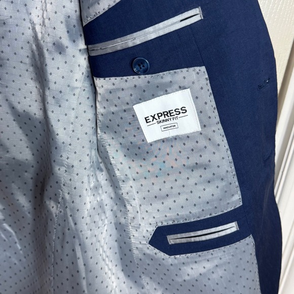 Express Navy Blue Suit Jacket Blazer Skinny Fit Innovator Mens Size 38 Short - Picture 7 of 9